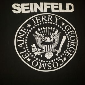 Small Black Seinfeld In Ramones Logo Style T-Shirt
